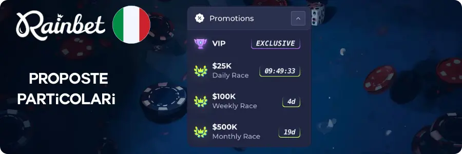 Programma VIP Rainbet e tornei Daily, Weekly e Monthly Race