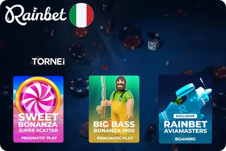 Tornei Rainbet: Sweet Bonanza, Big Bass Bonanza e Aviamasters