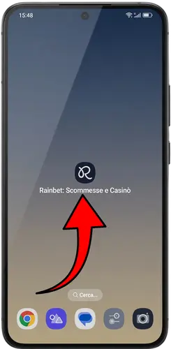 Icona dell'app Rainbet installata sulla schermata home Android